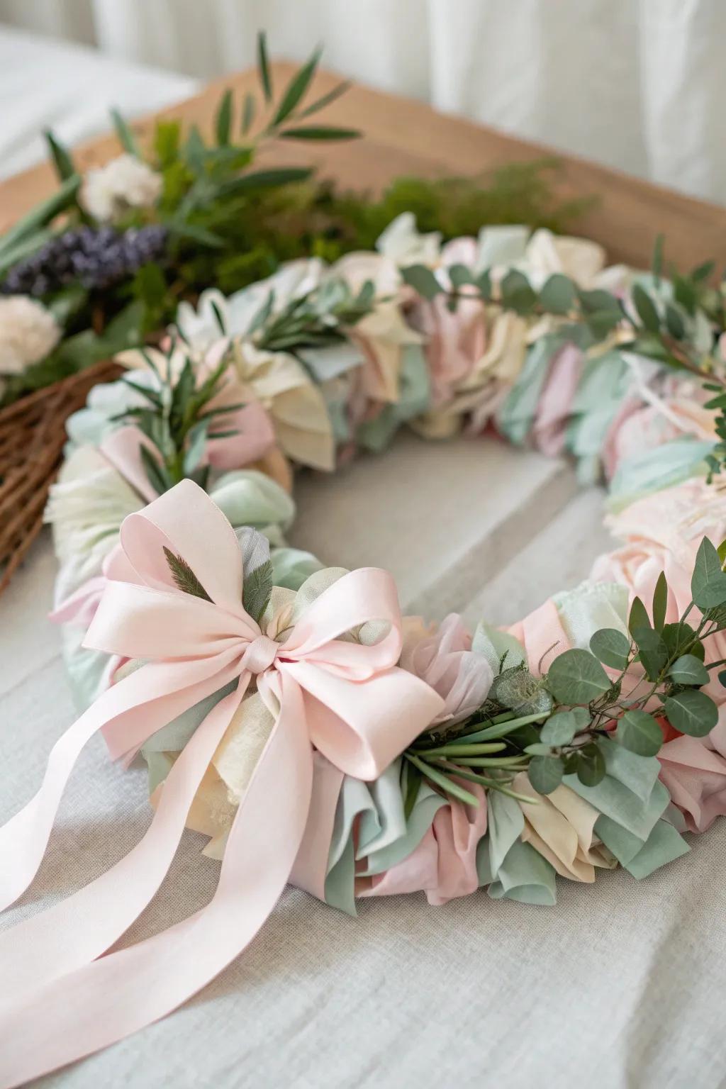 Embrace the season with ribbons of spring: a touch of elegance for your door.