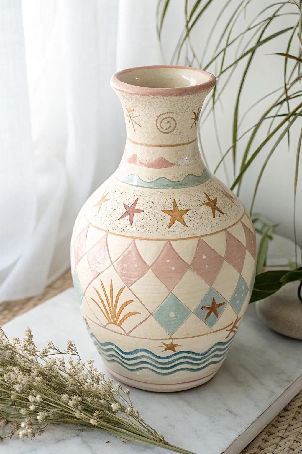Add a playful touch to your decor with this whimsical checkerboard design.