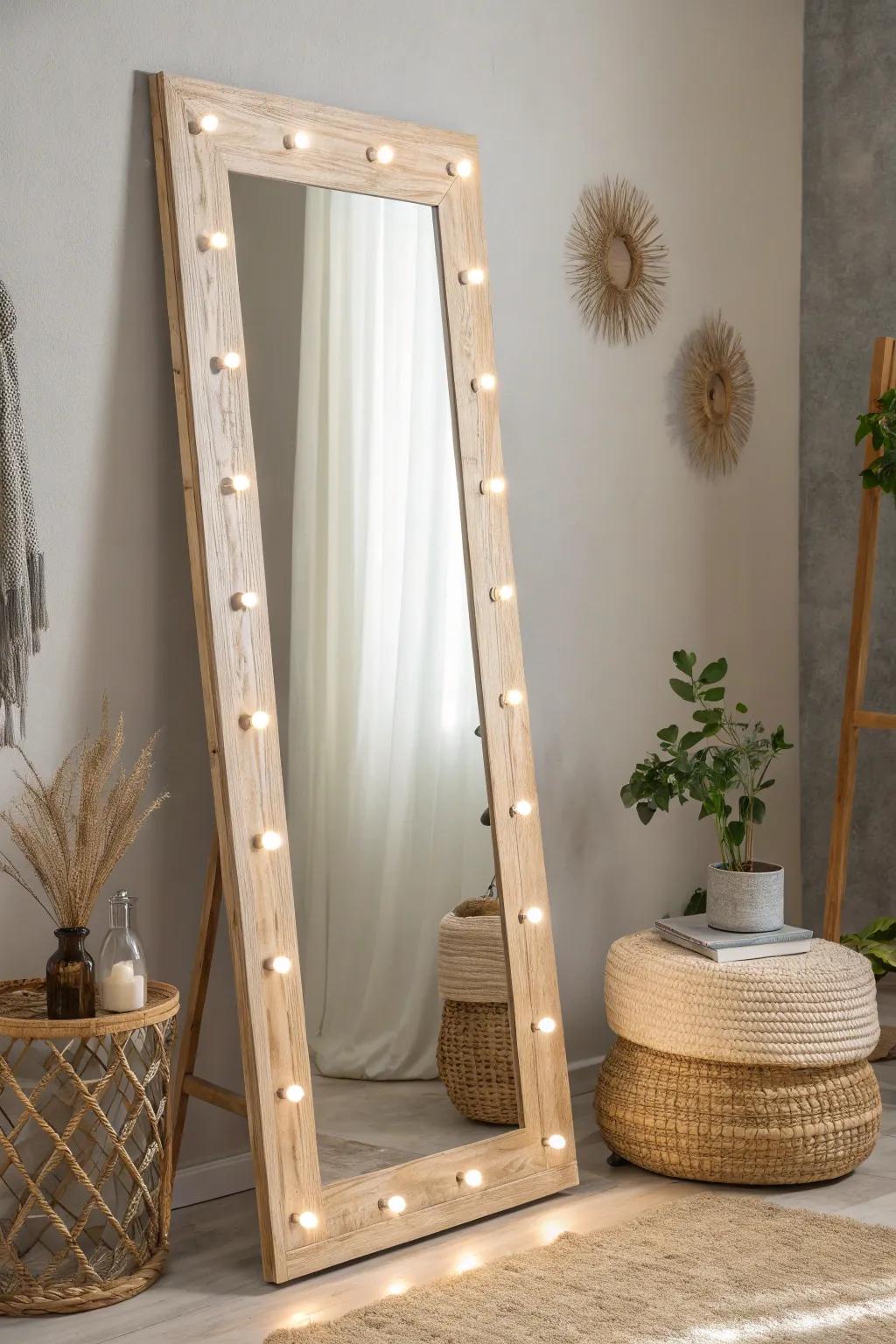 Illuminate your space with a touch of elegance - built-in lights for a chic mirror makeover!
