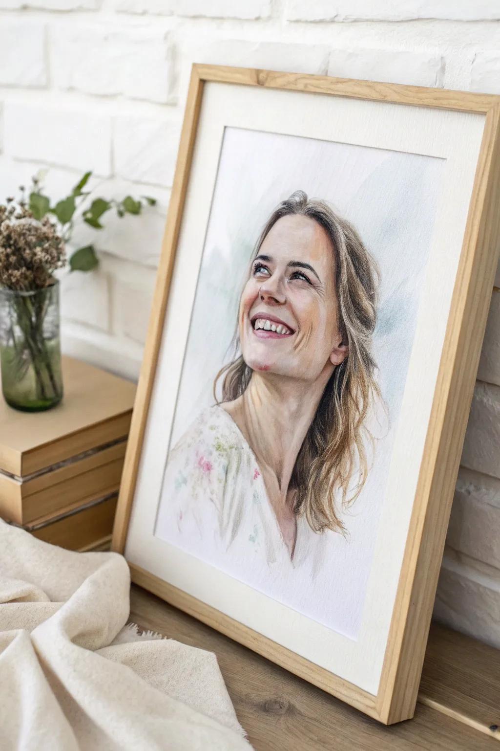 Capture the essence of joy in every brushstroke with this minimalist watercolor portrait.