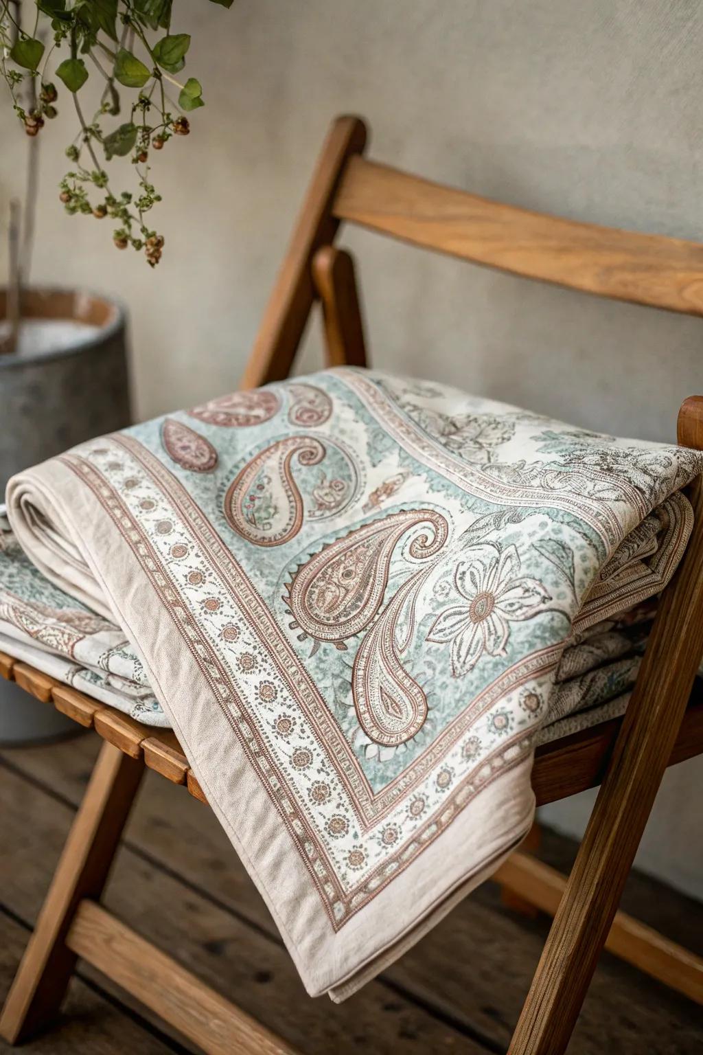 Paisley Perfection: Elevate your quilting project with timeless elegance and a touch of Scandinavian simplicity.