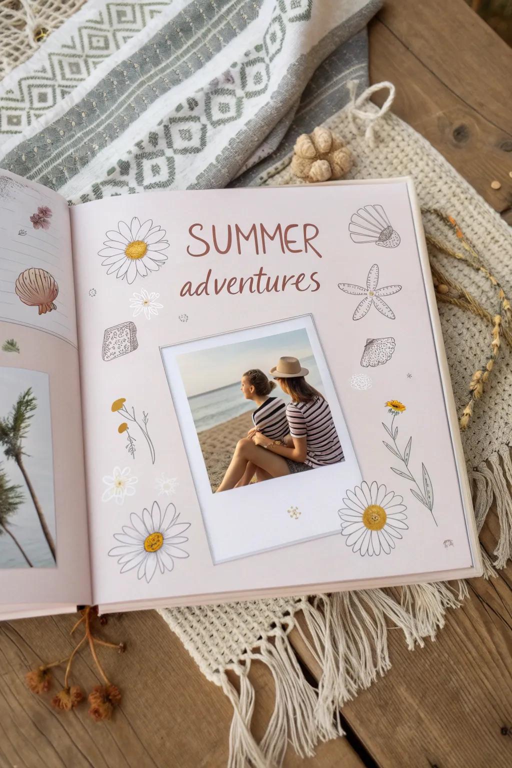 Capture your best summer memories with a themed scrapbook page that radiates warmth and simplicity.