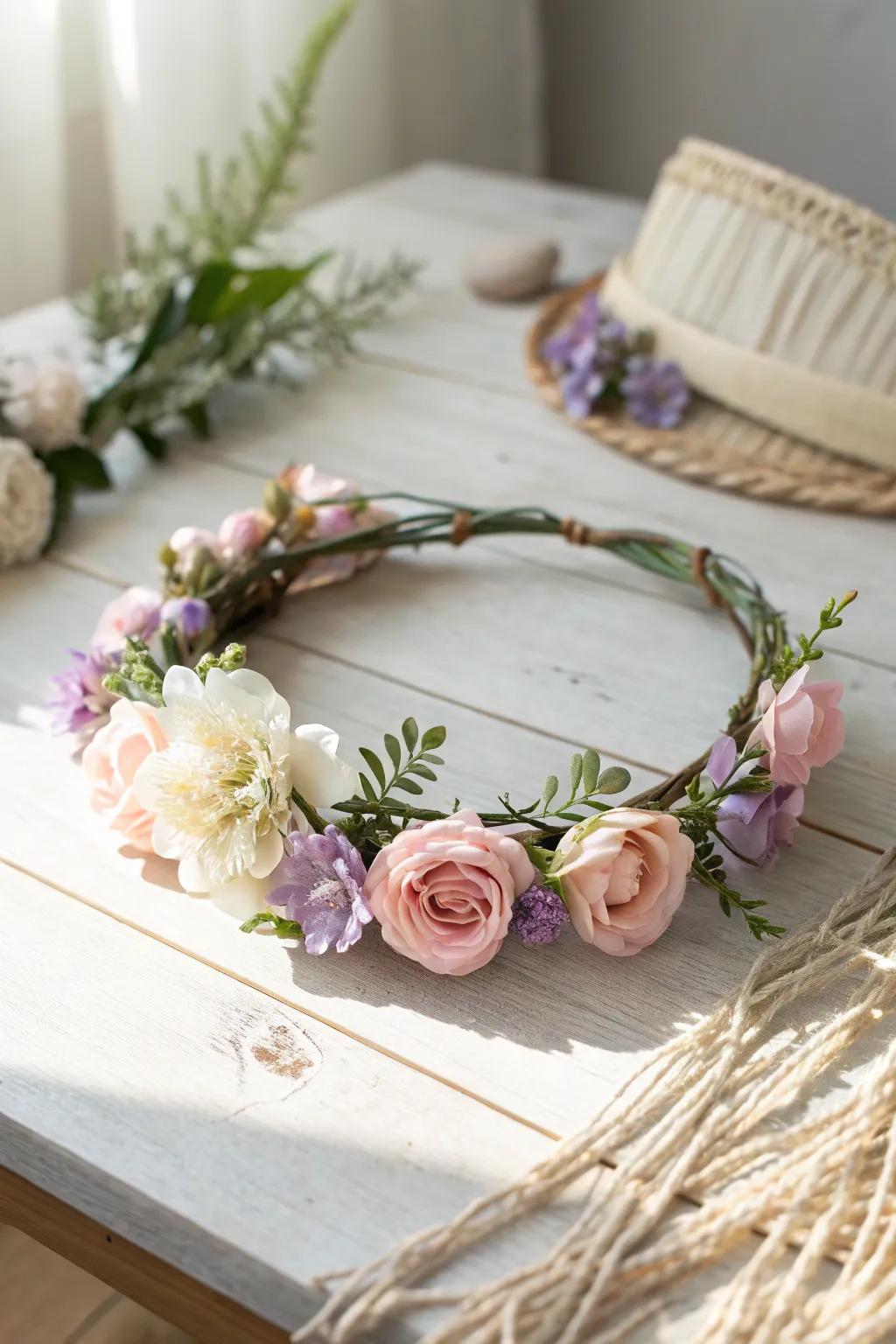 Whimsy and elegance intertwined: Craft your own enchanting flower crown.