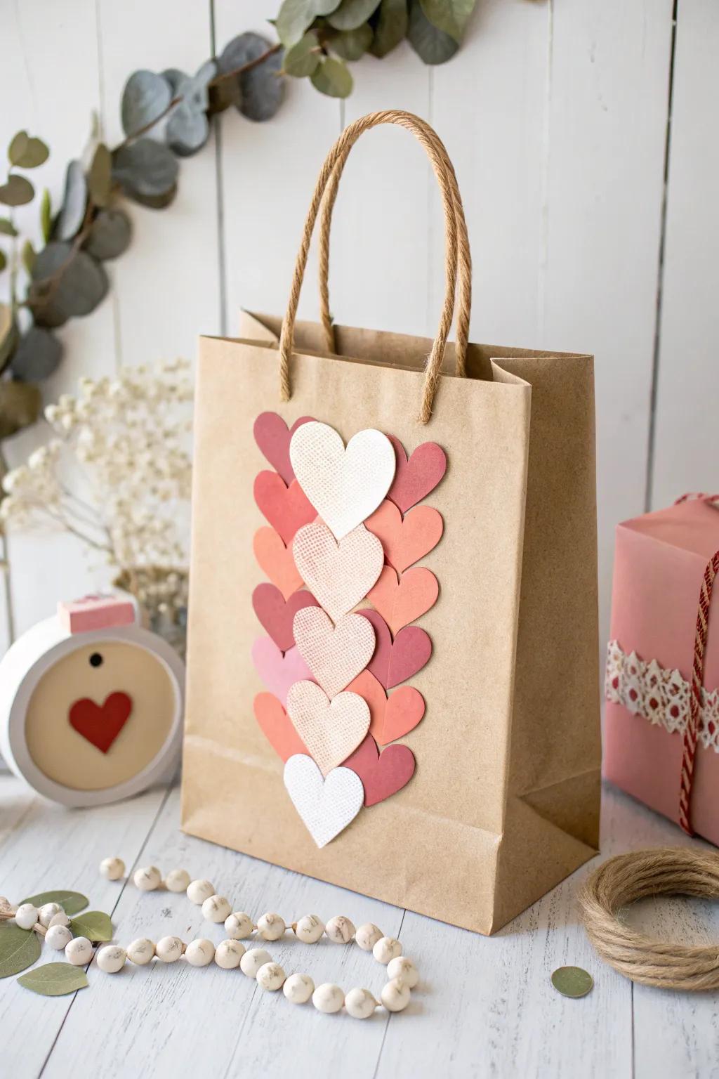 Elevate your Valentine's gift with a charming layered heart design that speaks of love and creativity. #DIYValentine #MinimalistBoho
