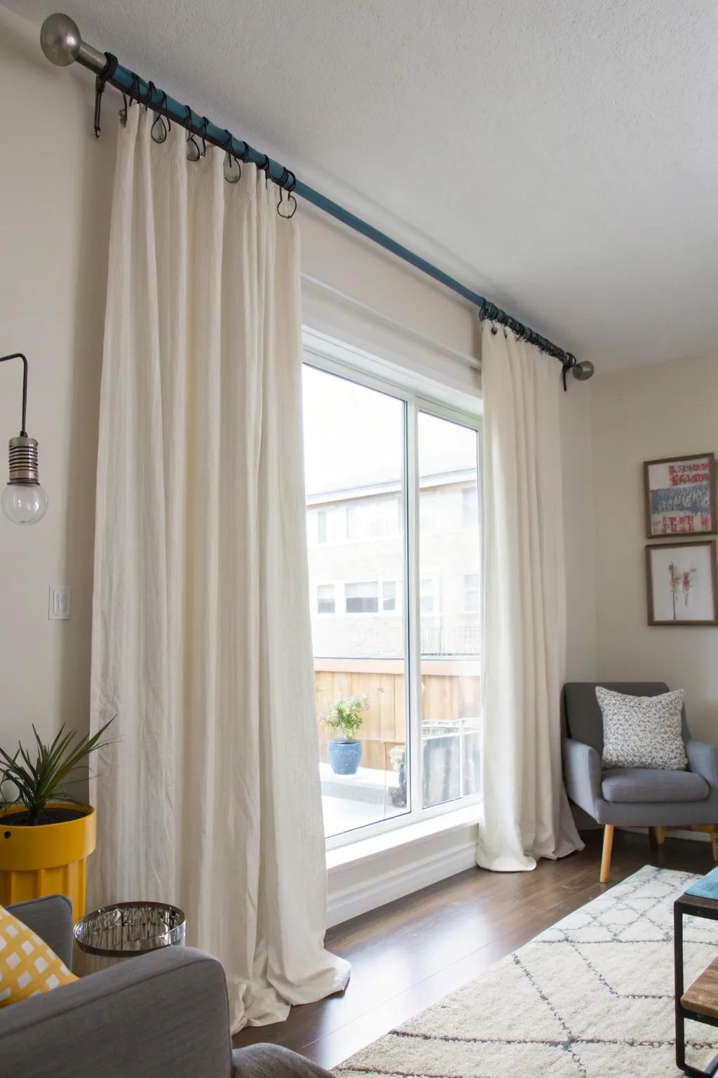 DIY curtain rods offer budget-friendly customization.