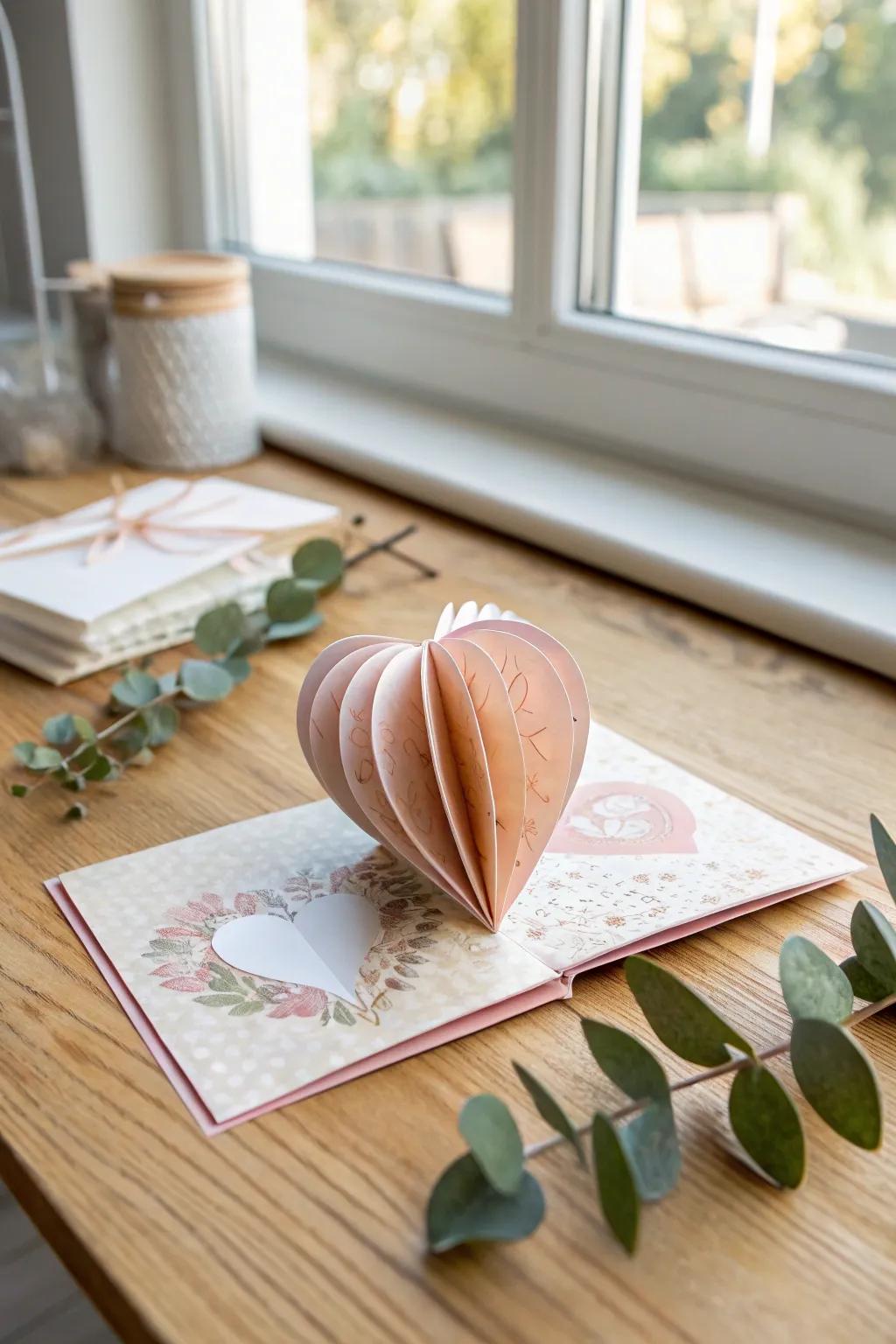 Craft a heartfelt surprise with this charming DIY pop-up card, perfect for a minimalist Valentine's Day gesture.