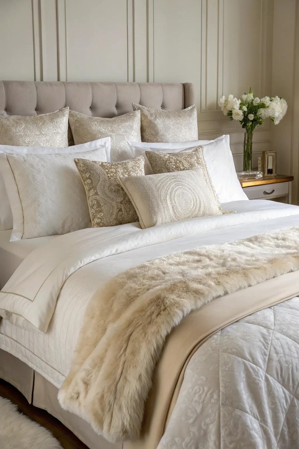 Luxurious bed linen for a cozy and elegant bedroom retreat.