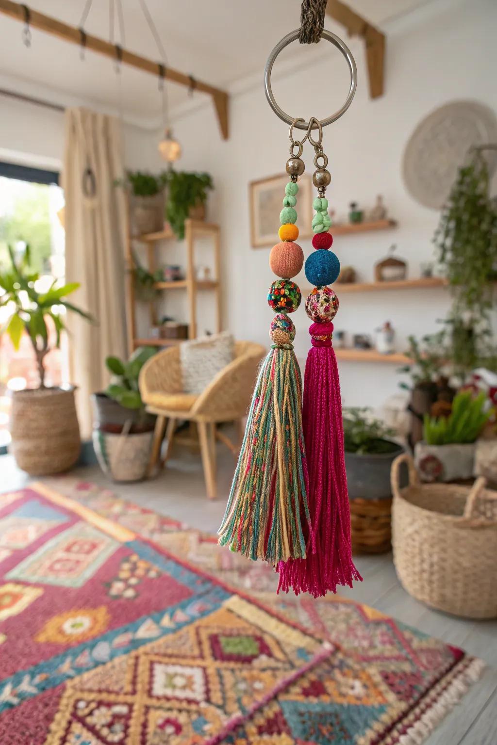 Brighten up your keys with beaded tassel keychains.