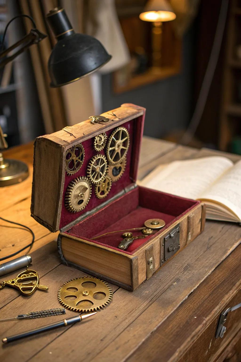 Transform timeless tales into treasures: Steampunk Jewelry Box crafted from a vintage book.