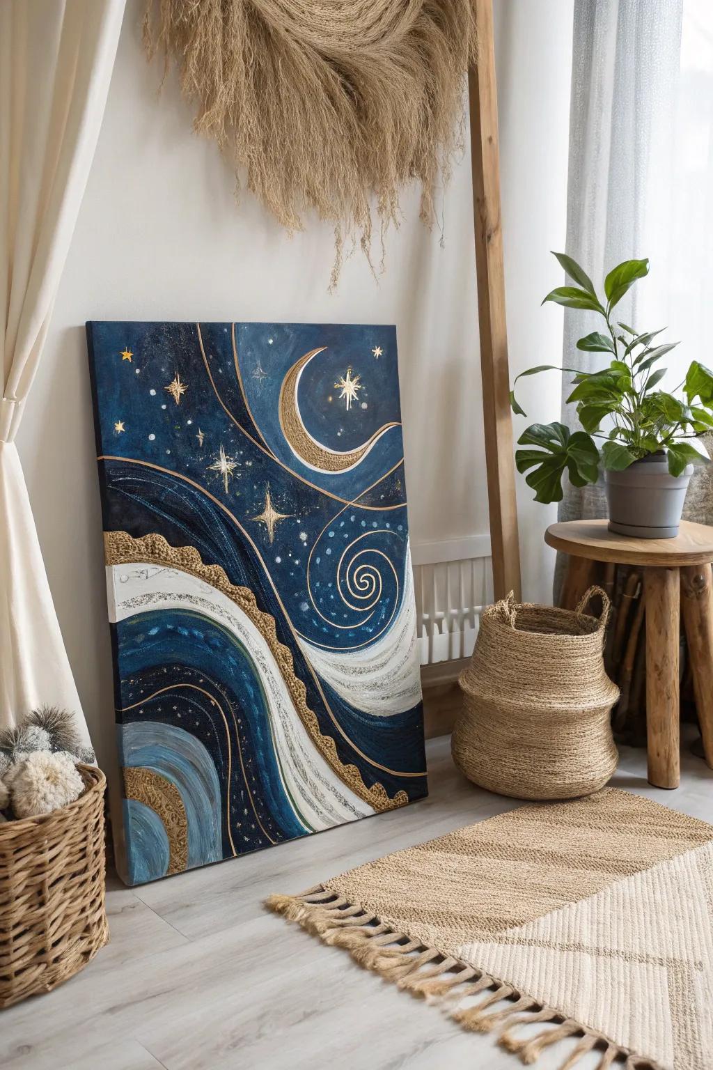 A modern twist on a classic: Starry Night reimagined for the minimalist soul.
