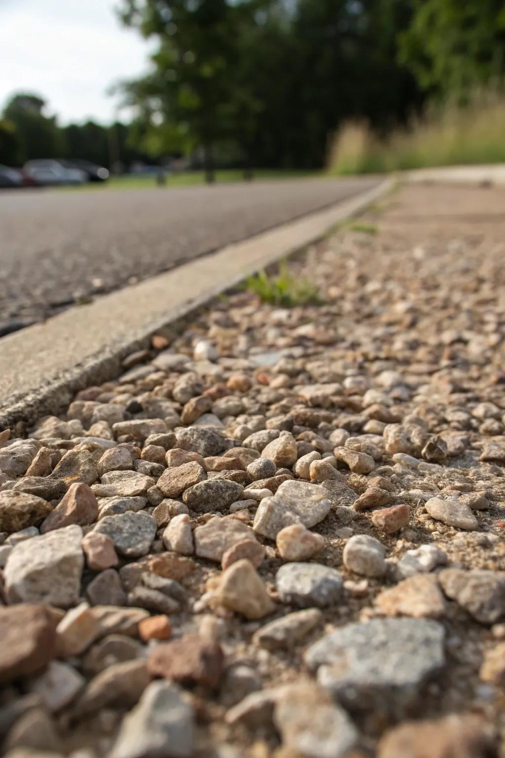 Craftsmanship in simplicity: A durable parking pad made from crushed stone.