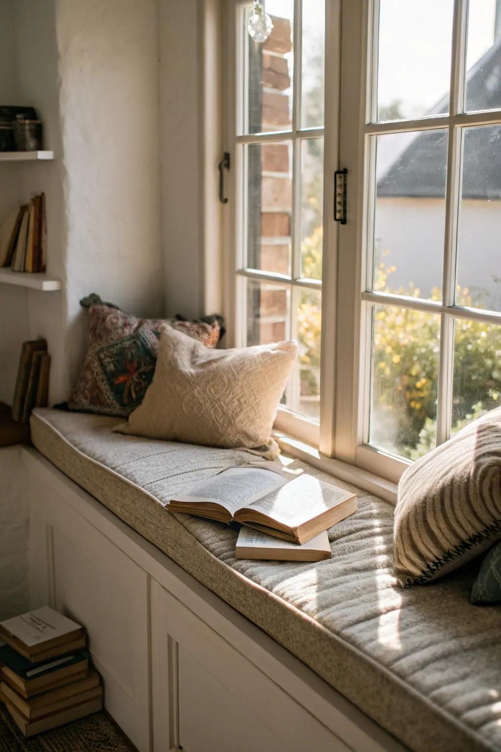 Natural light enhances the brightness and mood of a small nook.