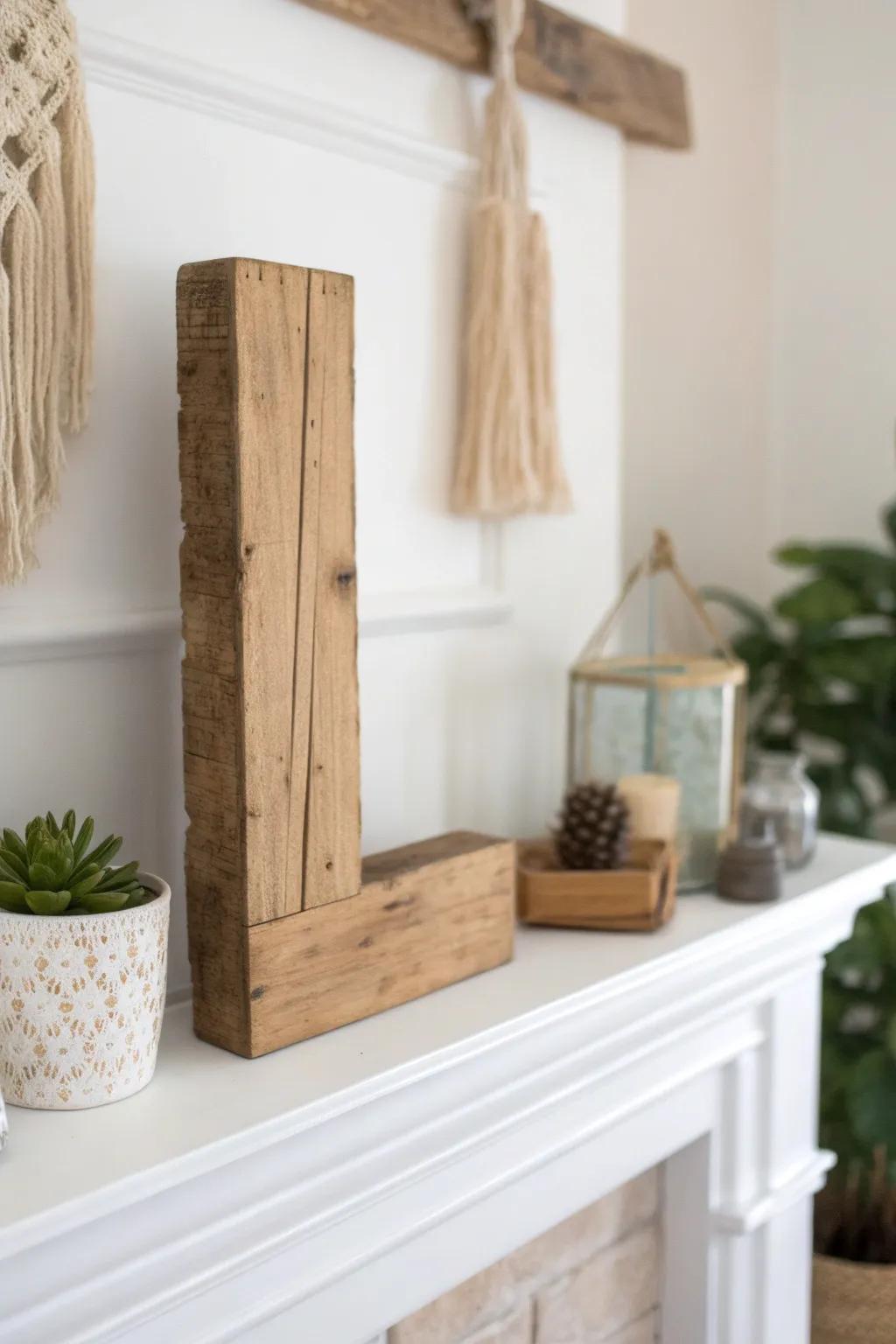 Add a touch of rustic charm to your mantel with handcrafted LOVE letters made from reclaimed wood. A perfect blend of minimalist and boho aesthetics.