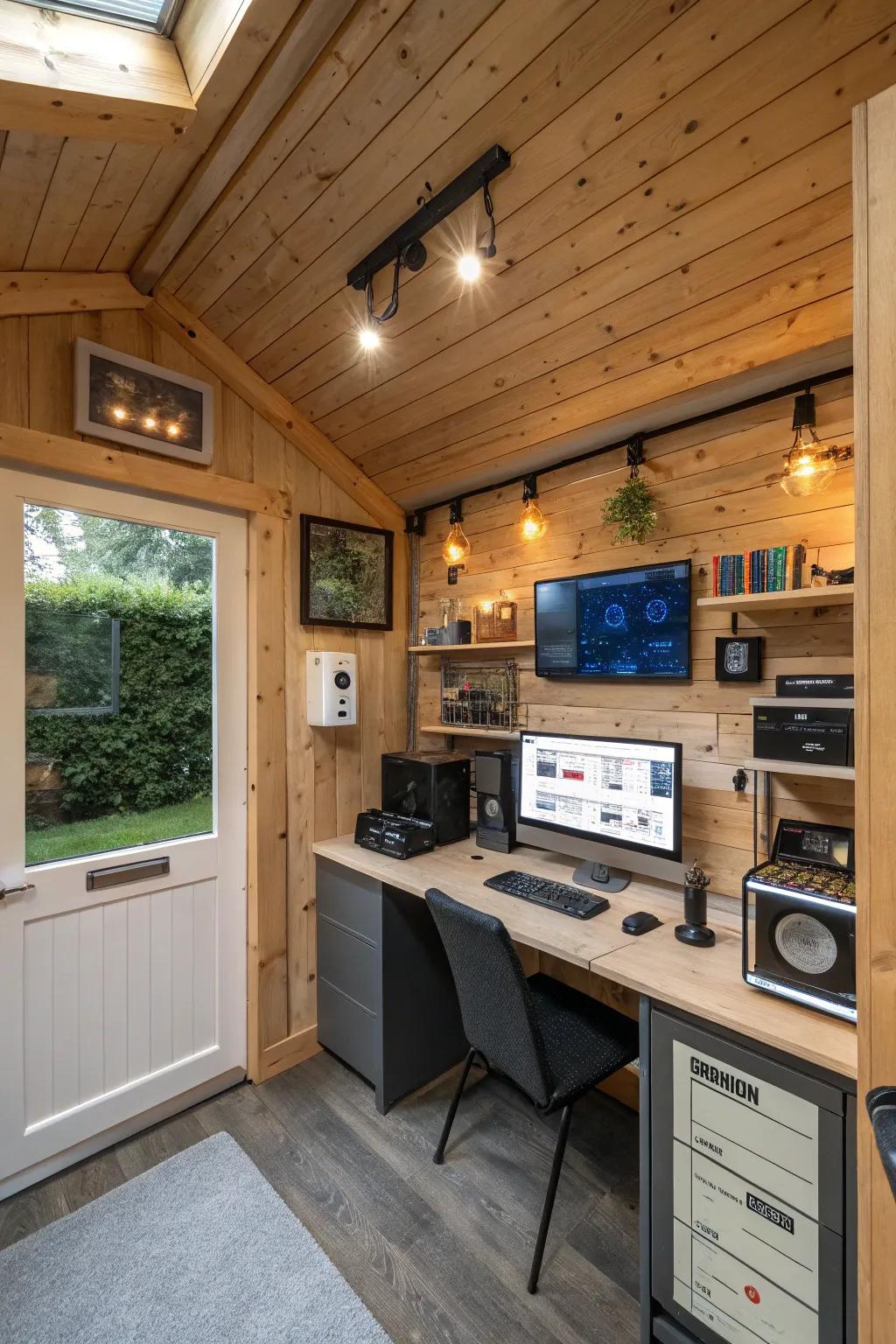 Smart technology brings convenience and efficiency to your shed office.