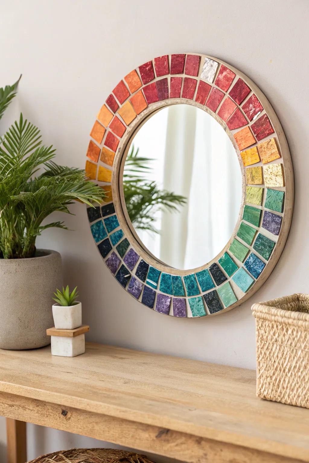 Transform old into art with a stunning mosaic mirror crafted from recycled cards! ð¿â¨