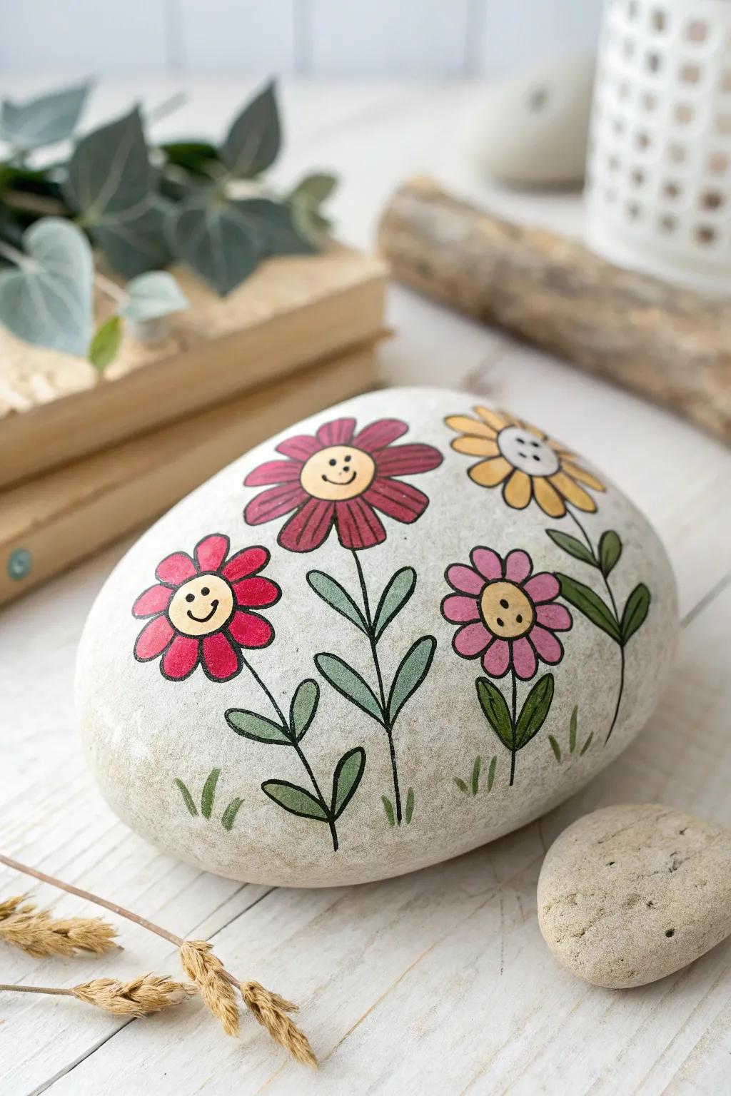 Bring a touch of whimsy and joy to your space with these charming flower faces, a perfect blend of minimalist and boho artistry.