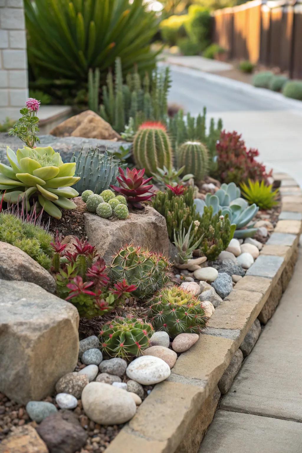 Succulents provide a striking, low-maintenance garden option.