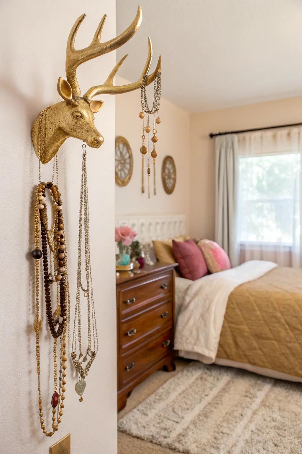 Add a touch of glamour with gold-painted deer antlers.