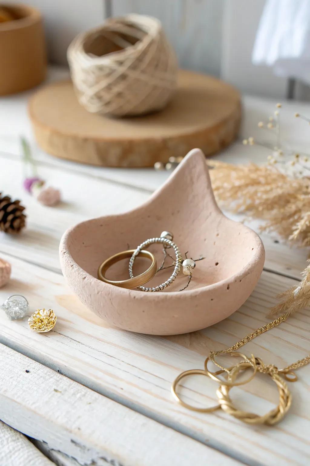 Embrace simplicity and elegance with these handcrafted clay jewelry holders, perfect for organizing your treasures and adding a touch of artistry to your space.