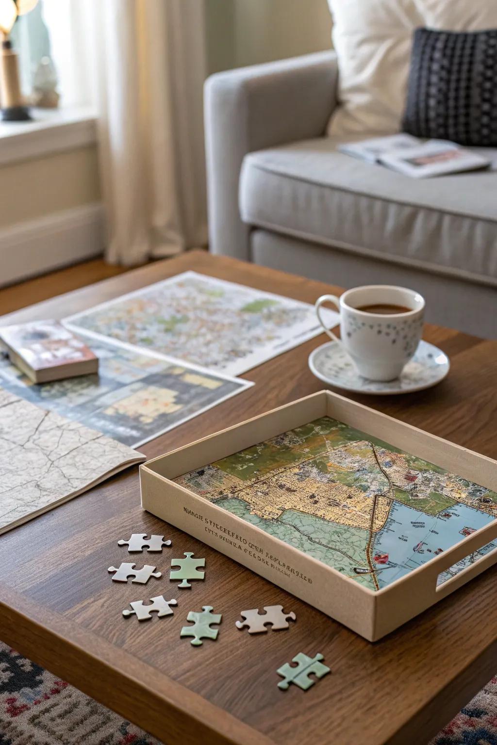 A unique puzzle that connects with new surroundings.